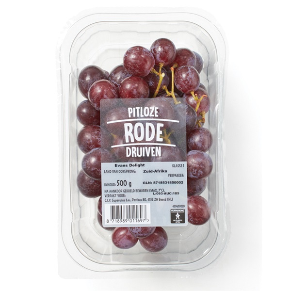 Druiven rood pitloos 500 GR